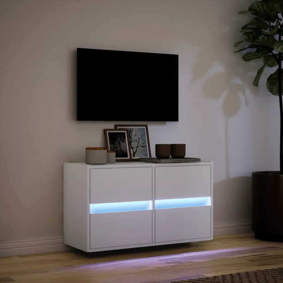 vidaXL Tv-wandmeubel met LED-verlichting 80x31x45 cm wit, foto 4