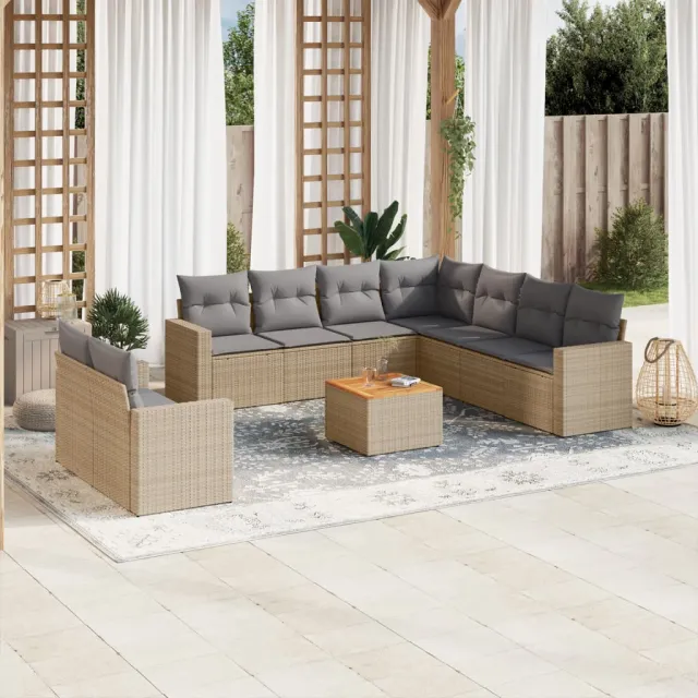 vidaXL Patio Sofa Set 9-zits Mix Beige en Lichtgrijs, foto 2