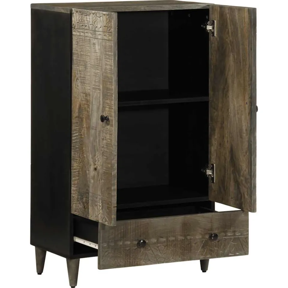 vidaXL Hoge kast 60x33x100 cm massief mangohout bruin, foto 2