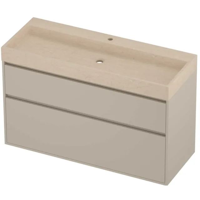 Proline Evoli Badmeubelset Hardsteen Loft 1 Kraangat Greeploos 120x46x75 cm Sand Stone Soft Linen Beige