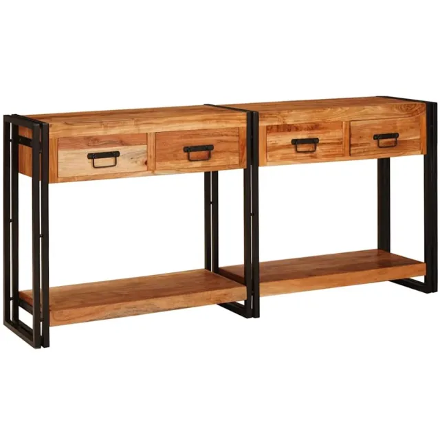 vidaXL Wandtafels - 2 - st - Bruin - 161 - x - 33 - x - 75 - cm - Massief - Acacia - Hout