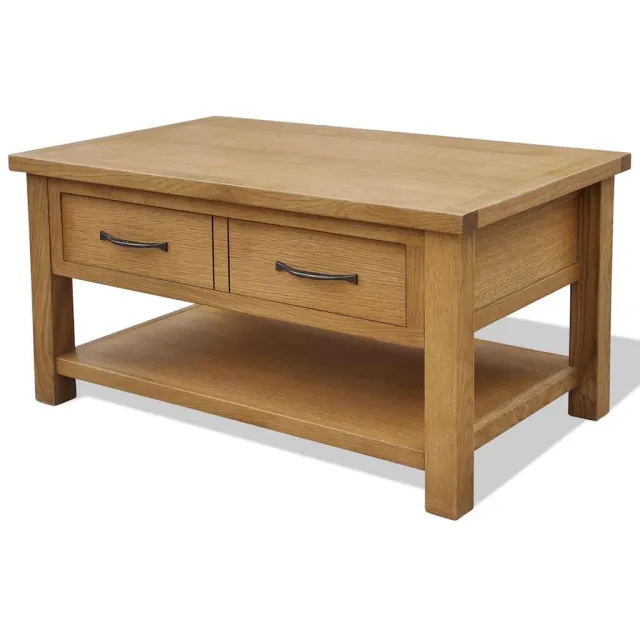 vidaXL Salontafel 88x53x45 cm massief eikenhout Bruin
