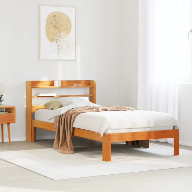 vidaXL Bedframe zonder matras massief grenenhout wasbruin 100x200 cm bruin