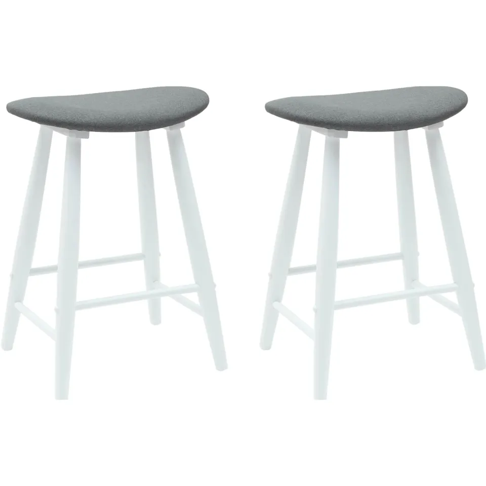 vidaXL Eettafelstoelen 2 st Massief Rubberhout Wit en grijs