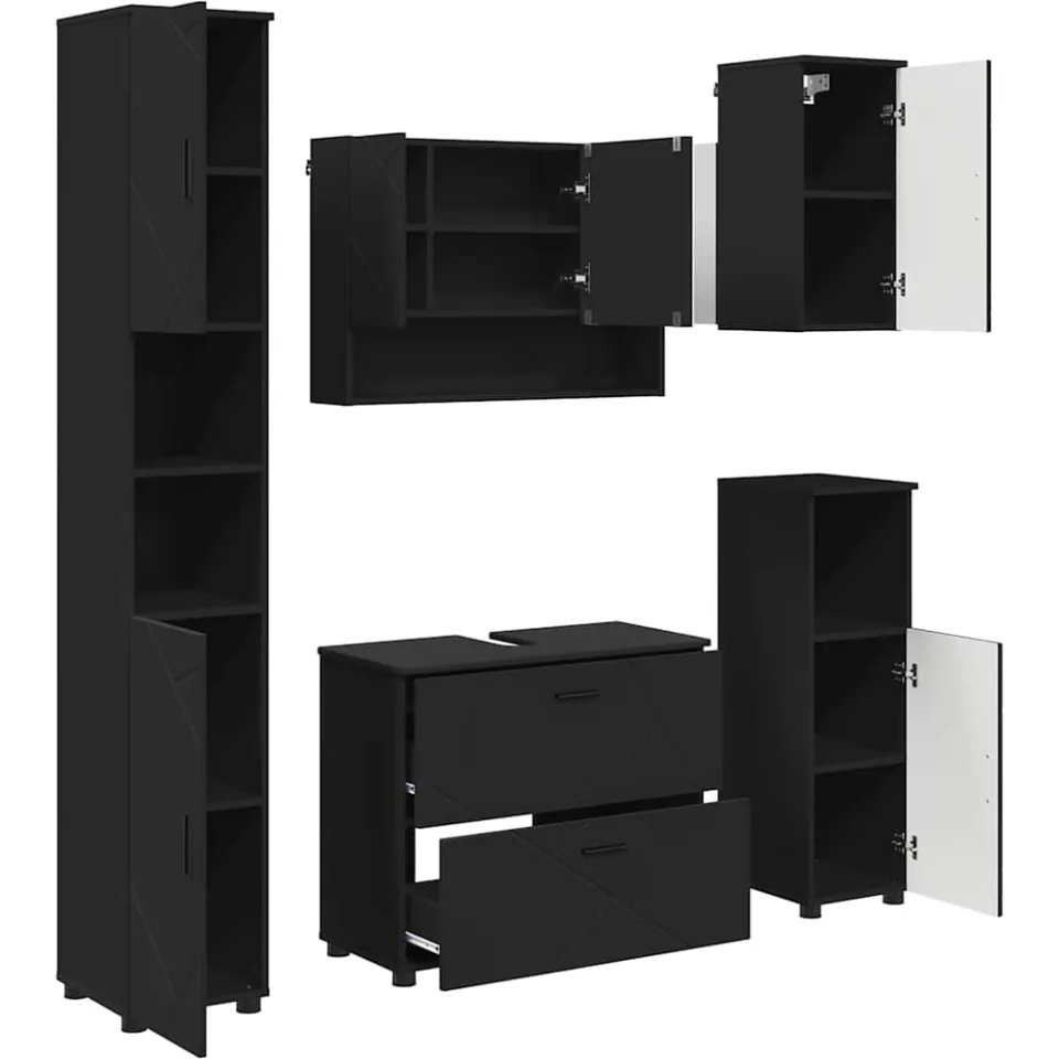 vidaXL Badkamermeubelset 5 st Zwart 35 x 30 x 192 cm, foto 2