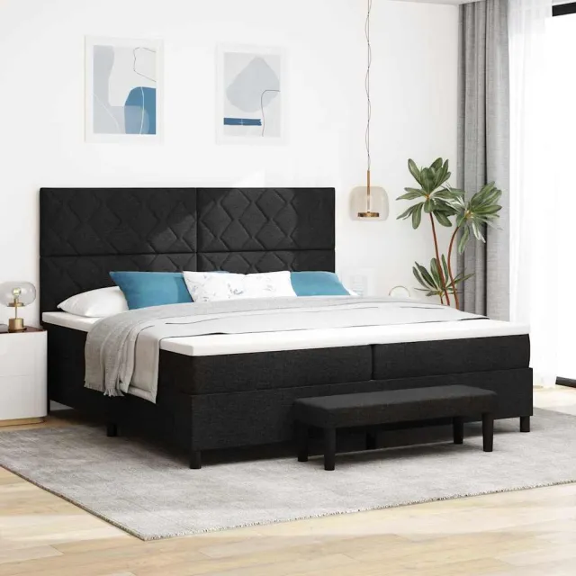 vidaXL Boxspringbed met hoofdeinde Zwart 200 x 200 cm Stof