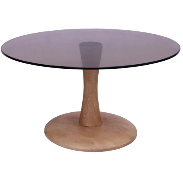 Livingfurn Bijzettafel Faye - Bruin Glas - 75x75x30cm