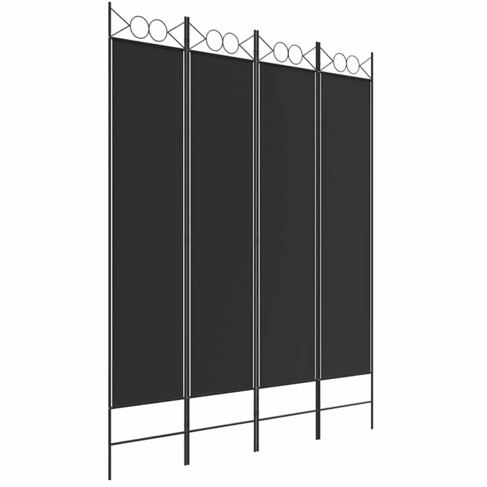vidaXL Kamerscherm met 4 panelen 160x200 cm stof zwart, foto 3
