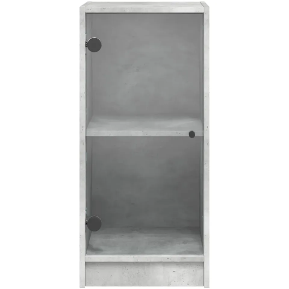 vidaXL Bijzetkast met glazen deuren 35x37x75,5 cm betongrijs grijs, foto 4