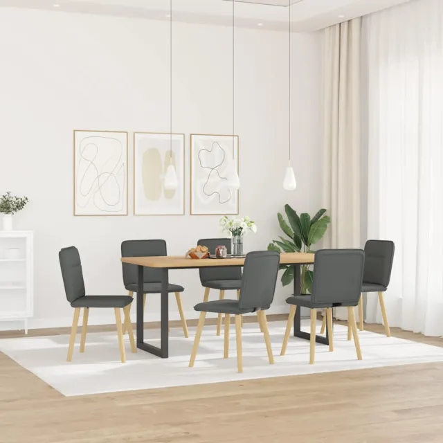 vidaXL Eetkamerstoelen 6 st stof donkergrijs