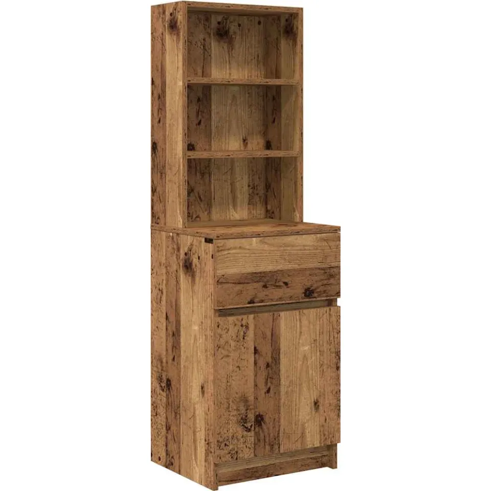 vidaXL Nachtkastje 39x35x125 cm bewerkt hout oud houtkleurig Bruin