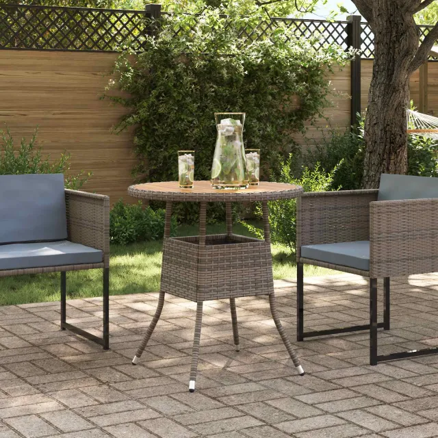 vidaXL Dinertafel Grijs en Acacia 70 x 70 x 73 cm Massief Acaciahout, foto 2