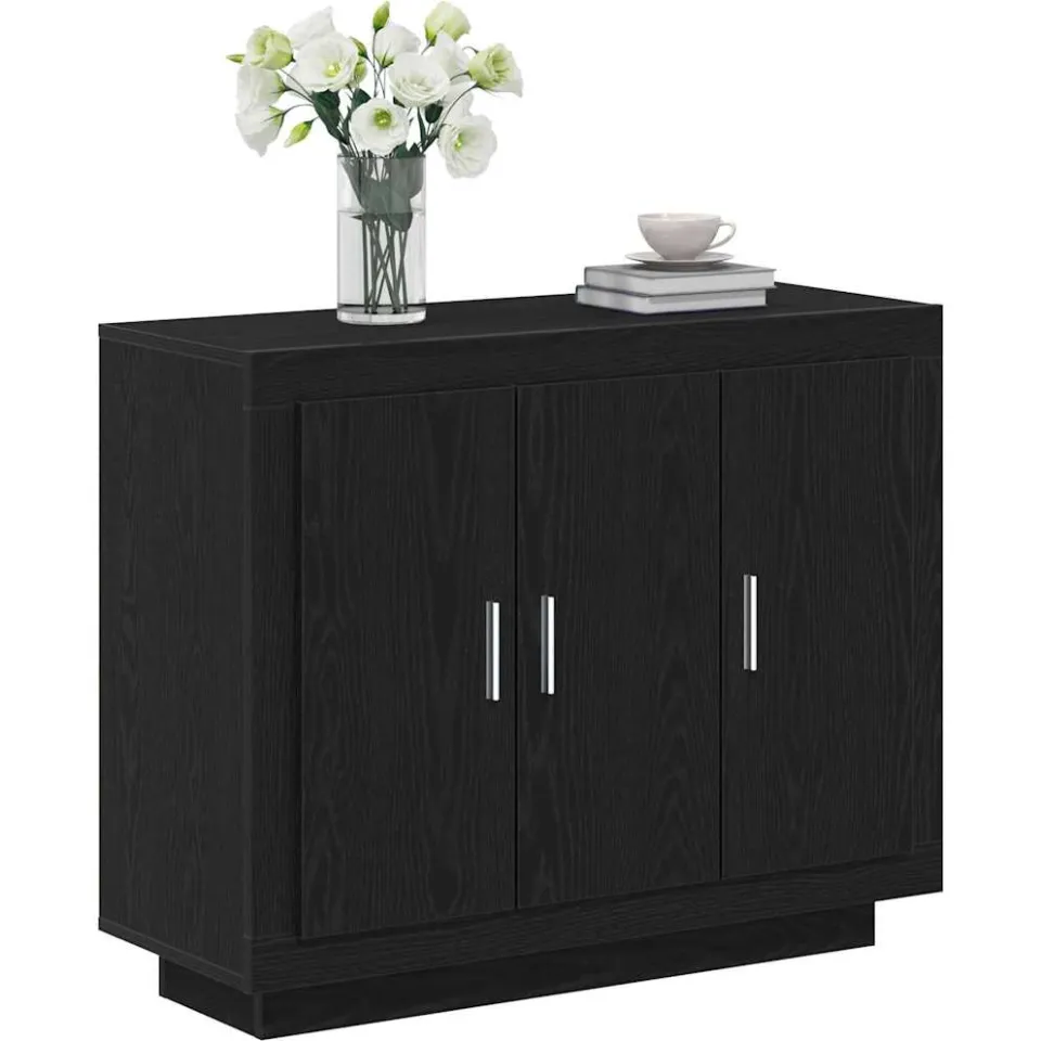 vidaXL Dressoir Zwart Eiken 92 x 35 x 75 cm Bewerkt hout