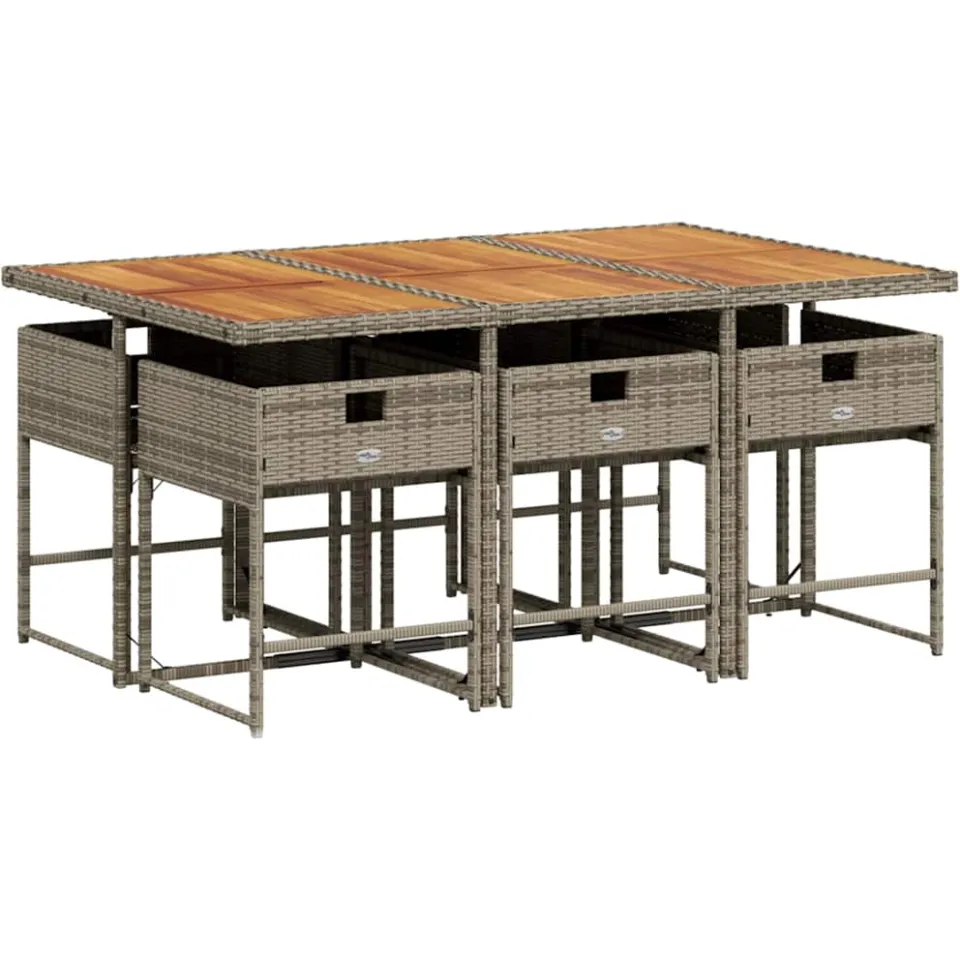 vidaXL 7-delige Tuinset met kussens poly rattan grijs, foto 4