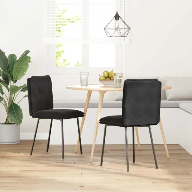 vidaXL Eetkamerstoelen 2 st fluweel zwart, foto 2
