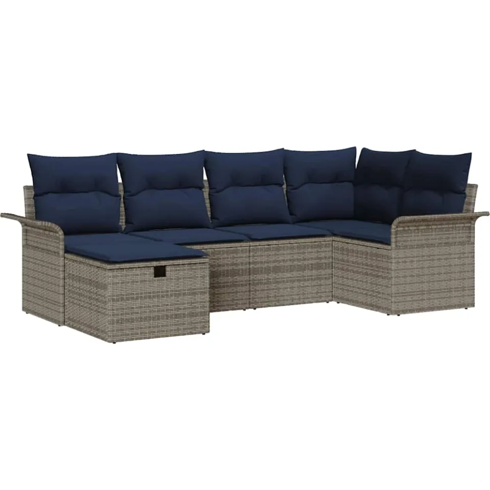 vidaXL Tuin Sofa Set 6 st Poly riet Grijs