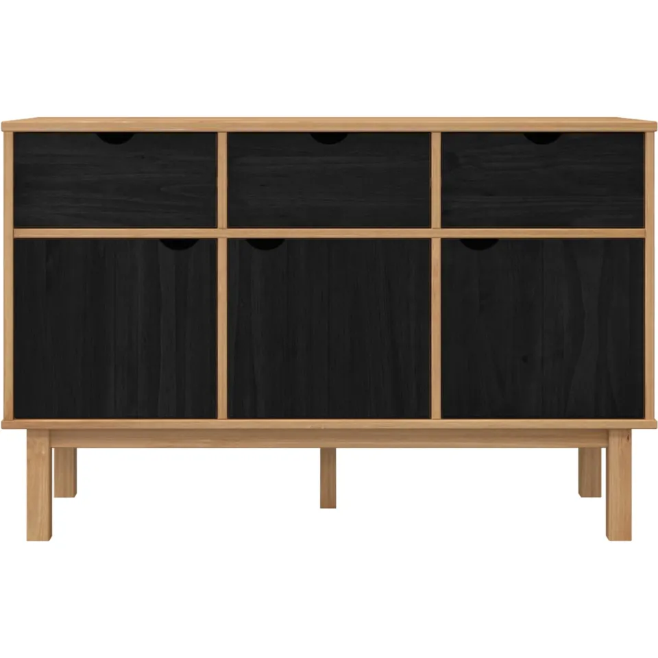 vidaXL Dressoir OTTA Bruin en zwart 114 x 43 x 73,5 cm, foto 4