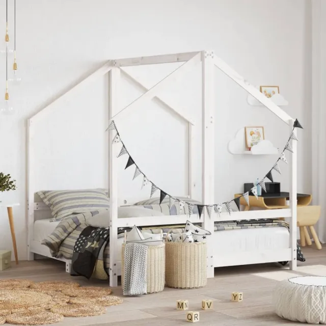 vidaXL Kinderbedframe 2x(70x140 cm massief grenenhout wit, foto 2