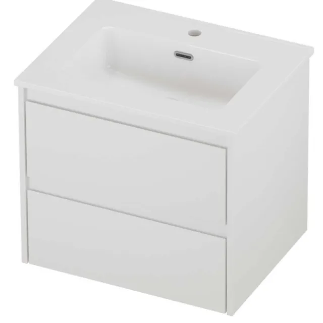 Proline Tribute Badmeubelset Porselein Elegant 1 Kraangat 60x46x54 cm Glans Wit Mat Wit