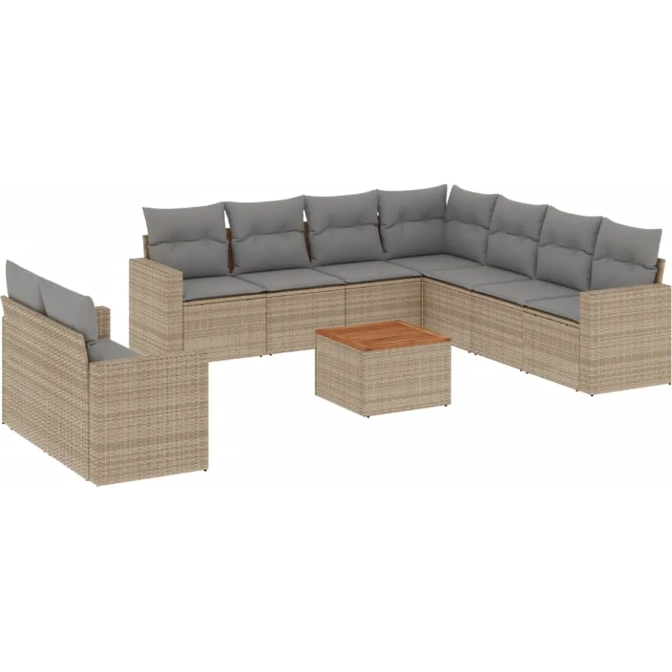 vidaXL Patio Sofa Set 9-zits Mix Beige en Lichtgrijs, foto 3