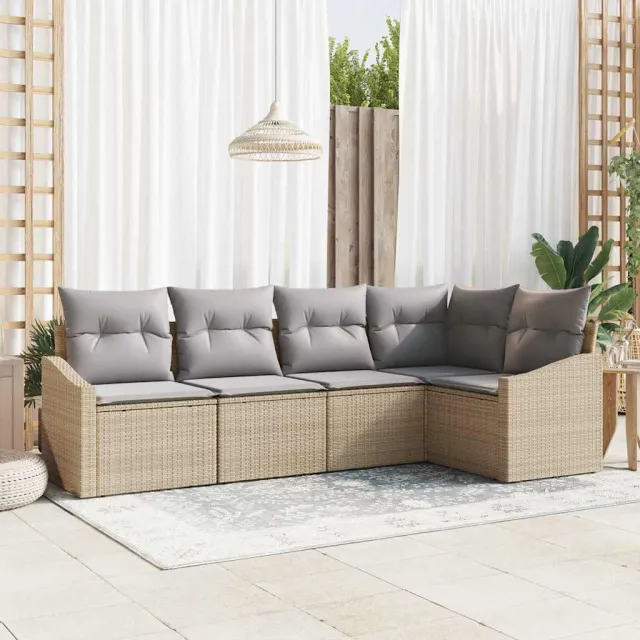 vidaXL Bankstel 5 st Beige poly rattan, foto 2
