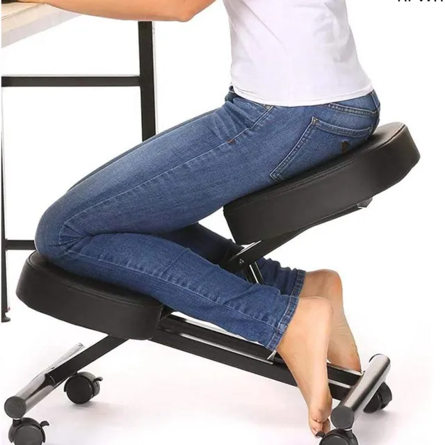 RFWR Ergonomische Kniestoel met Wielen, Verstelbare Computerstoel voor Gezondheid en Comfort zwart