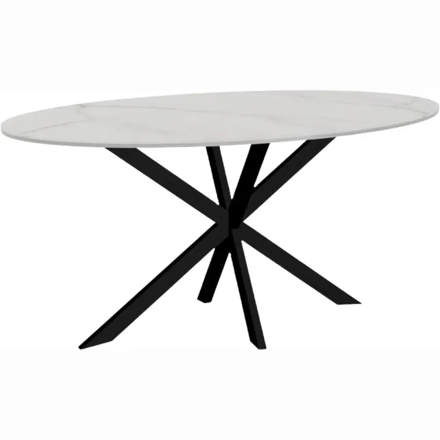 Lizzely Garden & Living Eettafel ovaal 160cm Figo marmerlook wit ovale tafel steen