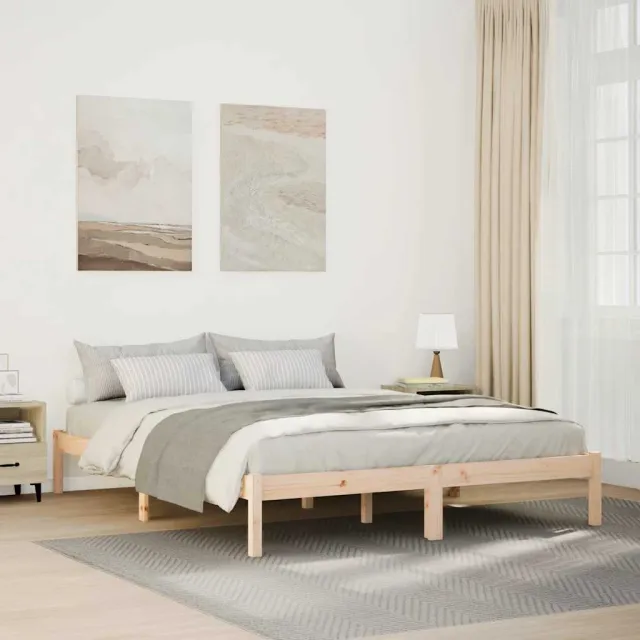 vidaXL Bedframe extra lang zonder matras massief grenenhout 140x220 cm Bruin