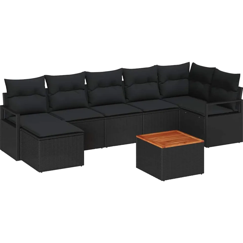 vidaXL Tuinbankenset 8 st Zwart poly rattan