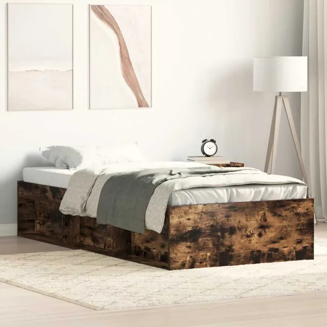 vidaXL Bedframe gerookt eikenkleurig 75x190 cm