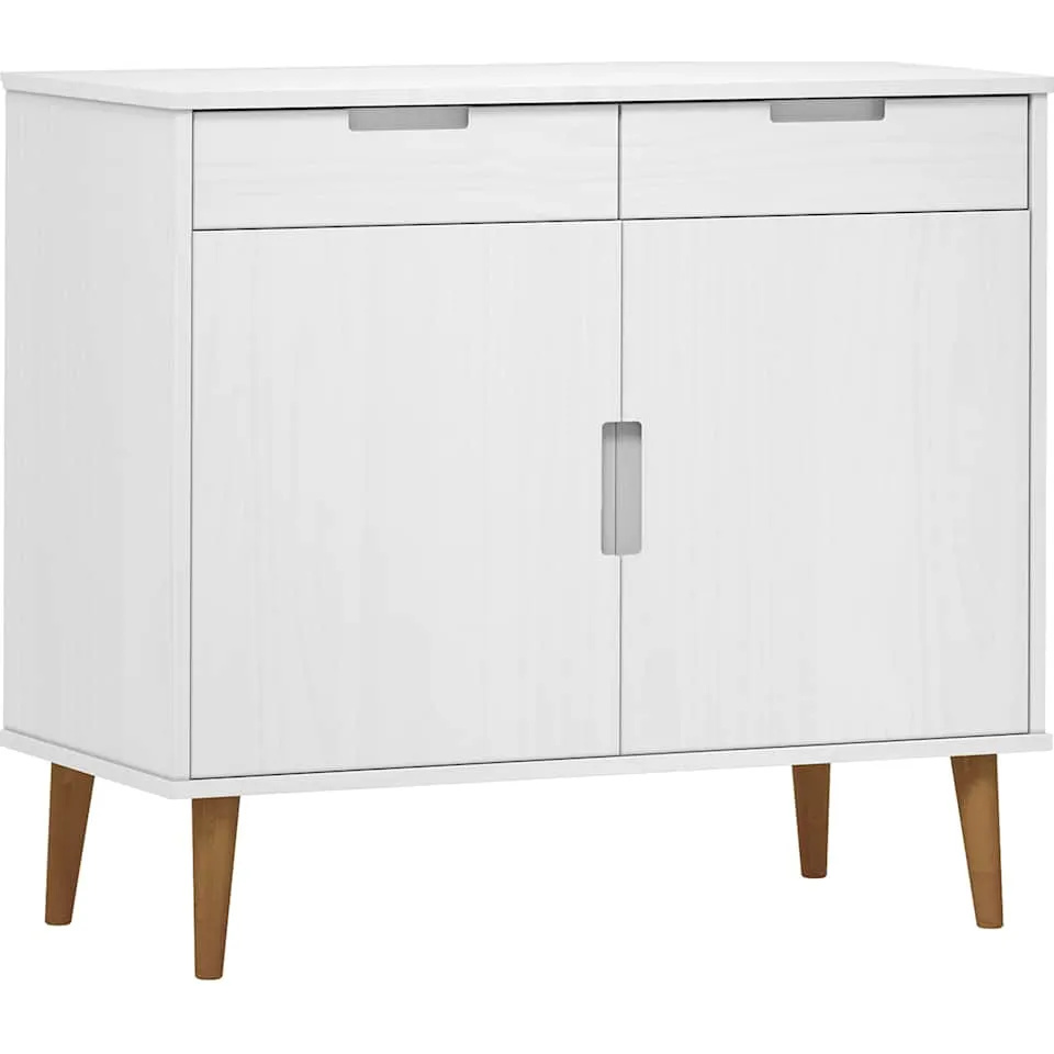 vidaXL Dressoir MOLDE 90x40x80 cm massief grenenhout wit, foto 3