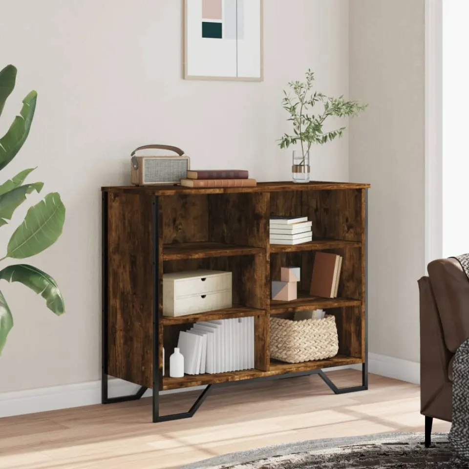 vidaXL Dressoir 91x35,5x74,5 cm bewerkt hout gerookt eikenkleurig, foto 2
