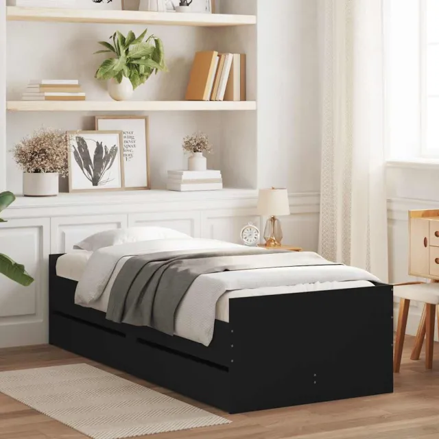 vidaXL Bedframe met lades zwart 90x190 cm