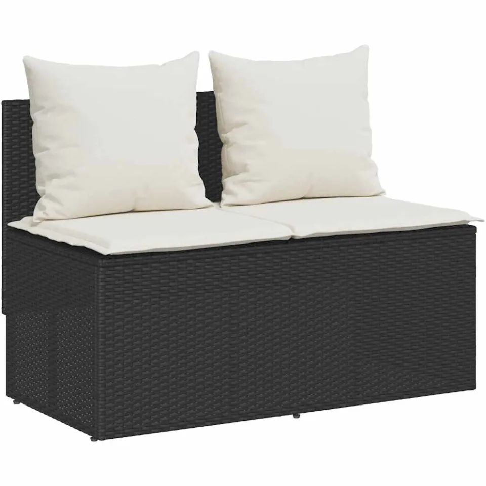 vidaXL 3-delige Tuinset met kussens poly rattan zwart, foto 4