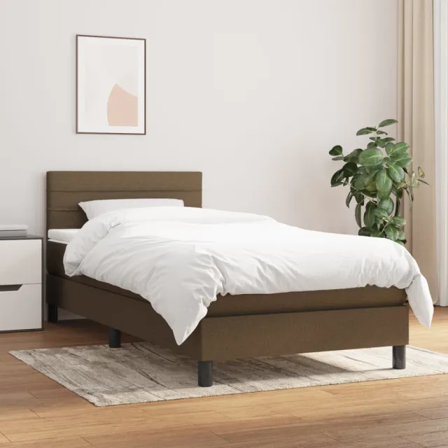 vidaXL Boxspring met matras stof donkerbruin 90x190 cm bruin