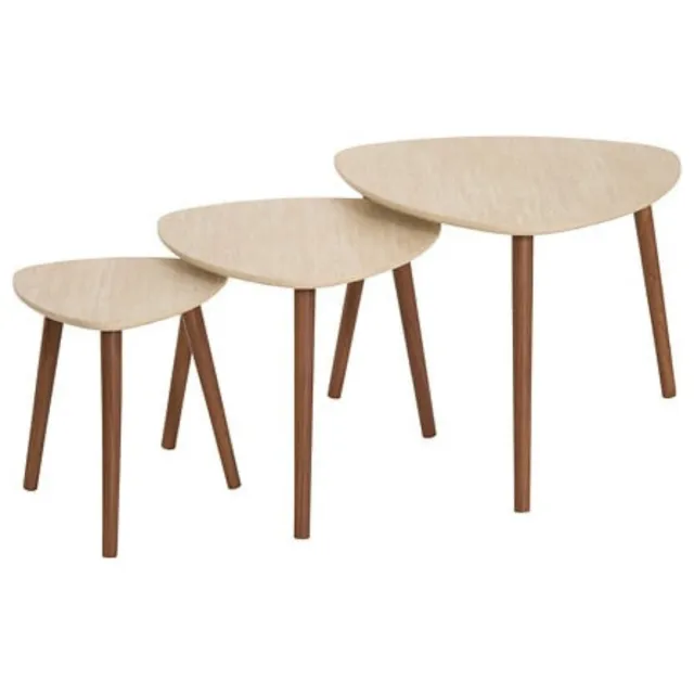 Atmosphera Design Atmosphera Miléo Travertinlook - Set van 3 bijzettafels - Beige