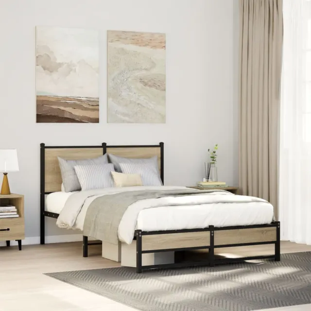 vidaXL Bedframe zonder matras metaal sonoma eikenkleurig 120x190 cm Bruin
