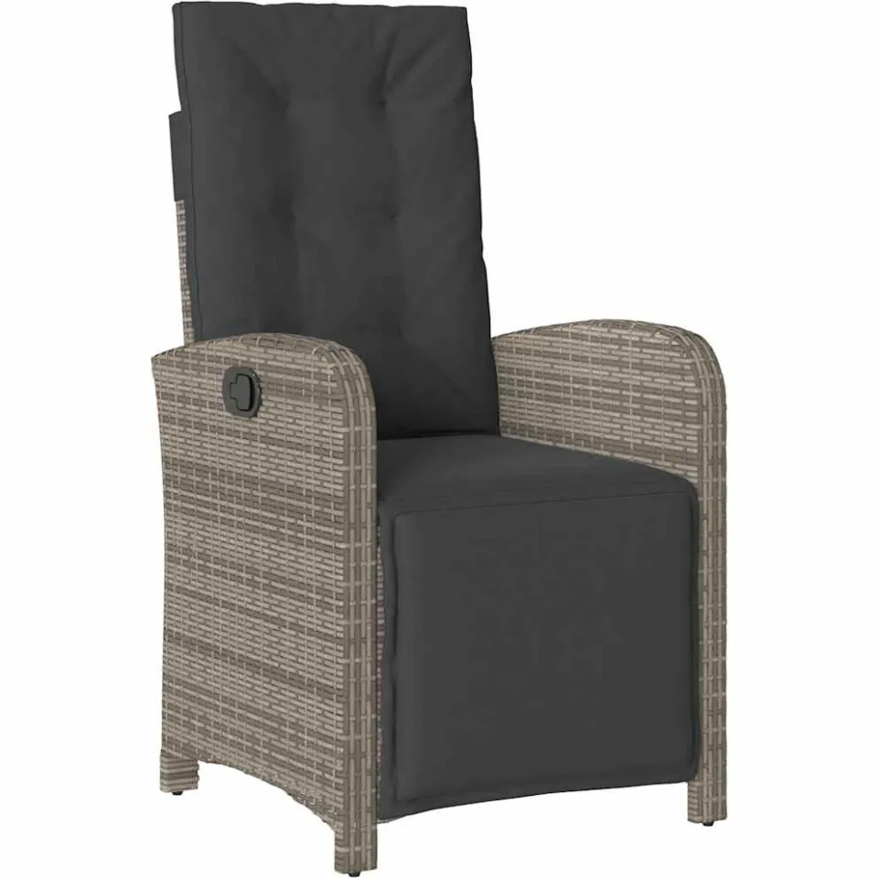 vidaXL 3-delige Bistroset met kussens poly rattan grijs, foto 2