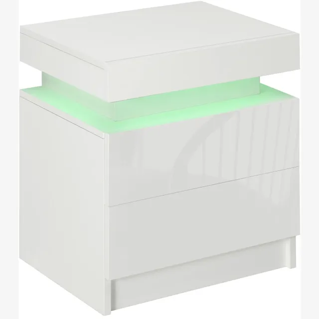 Roossentials nachtkastje - Wit nachtkastje - Opbergkast - Bijzettafel - Voor de slaapkamer - Met Led licht en afstandsbediening - Wit