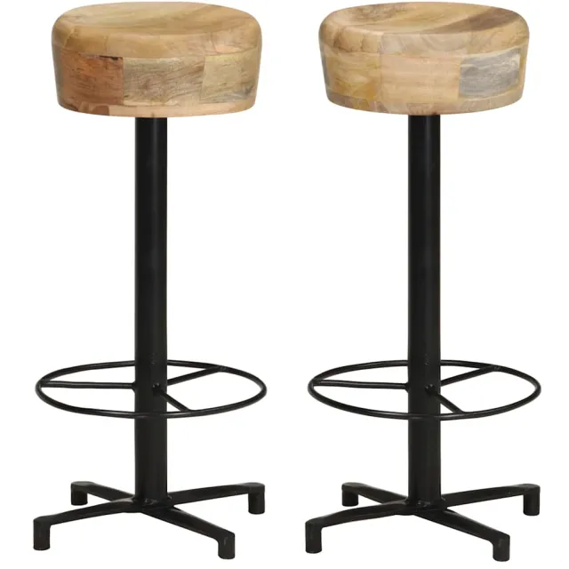 vidaXL Barkrukken 2 st 76 cm massief mangohout Bruin
