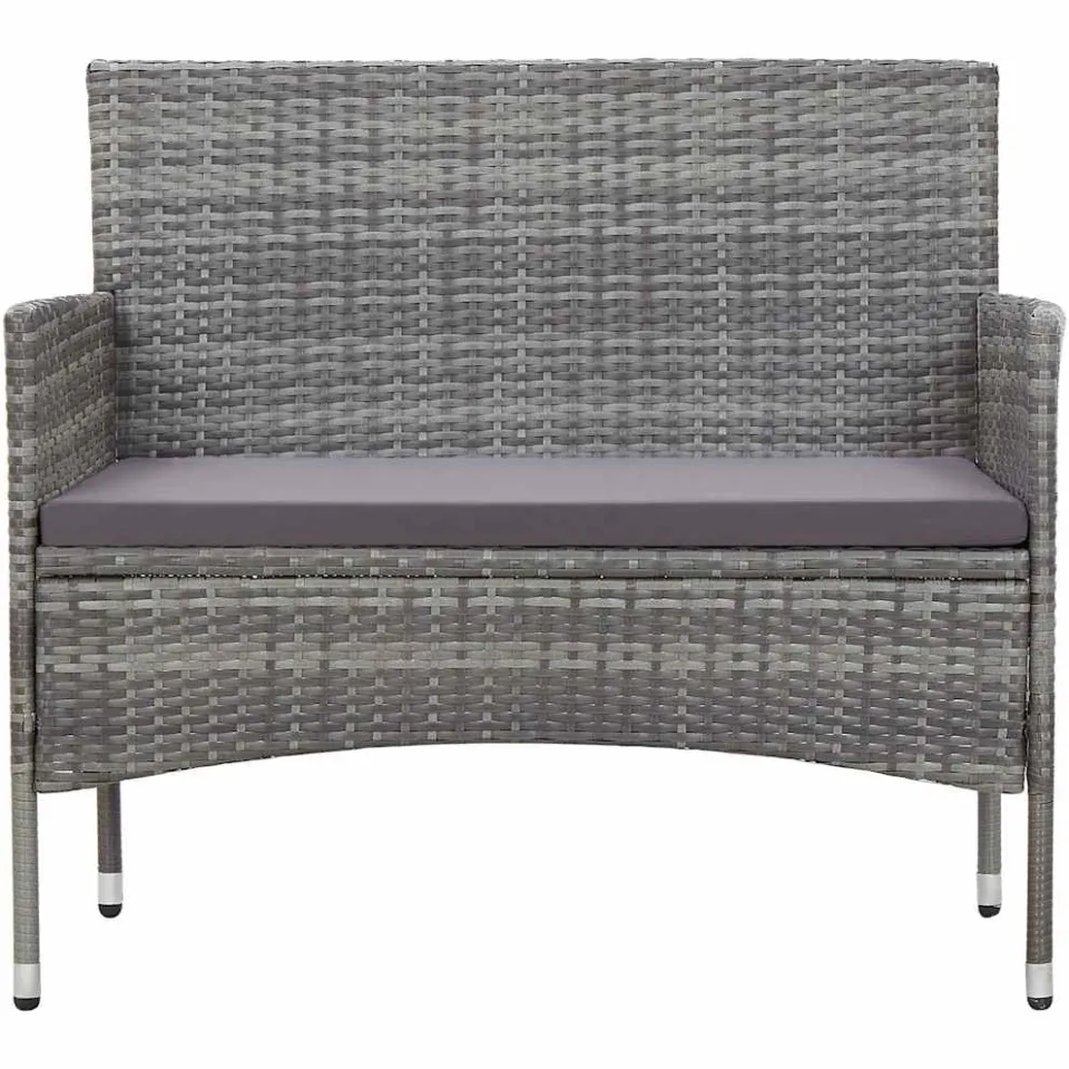 vidaXL 4-delige Loungeset met kussens poly rattan grijs, foto 3