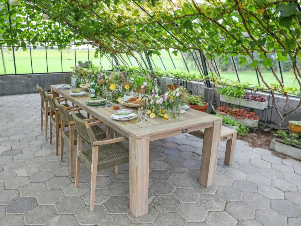ROUGH Furniture ROUGH-X dining tuintafel 320x100x76cm bruin, foto 2
