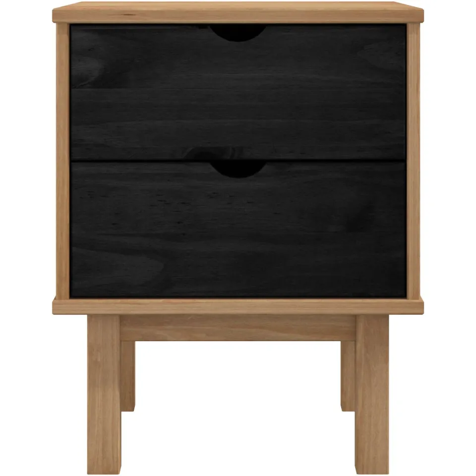 vidaXL Nachtkastje OTTA Zwart 45 x 39 x 57 cm Massief grenenhout, foto 4