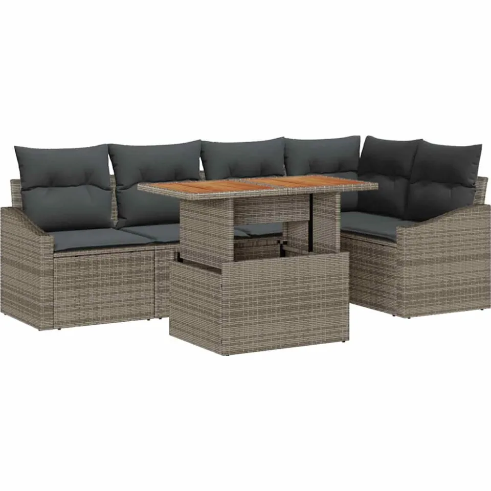 vidaXL Tuin Sofa Set 6 st Grijs Poly riet