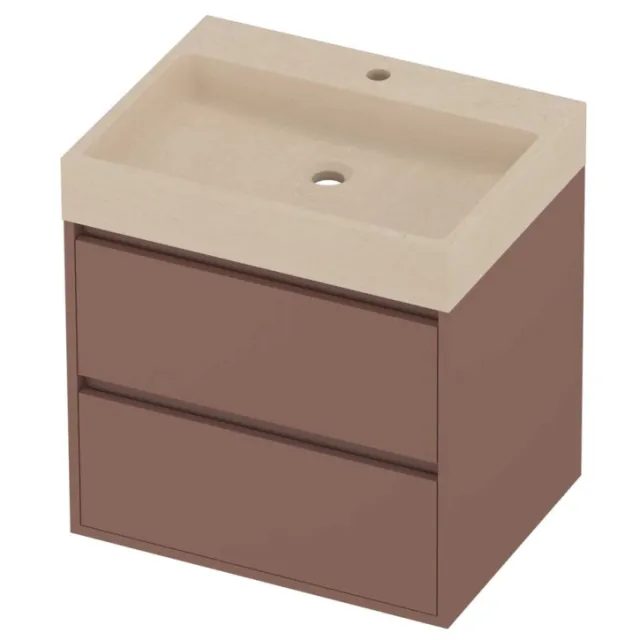 Proline Evoli Badmeubelset Hardsteen Loft 1 Kraangat Greeploos 60x46x62 cm Sand Stone Beauty Blush Rosé Goud
