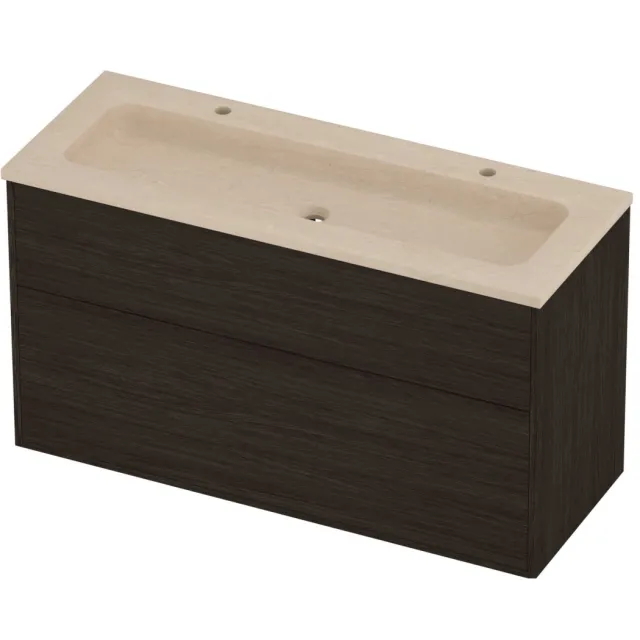 Proline Rollo Badmeubelset Hardsteen Elegant In Kader 120x46x67 cm Sand Stone Mokka Oak Eiken