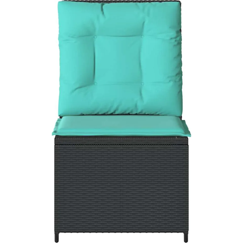 vidaXL Tuinbank Zwart en Turquoise poly rattan, foto 3