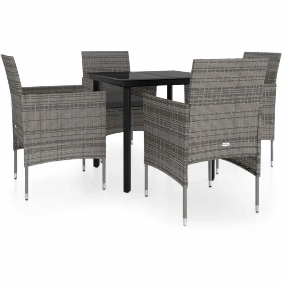 vidaXL 5-delige Tuinset met kussens grijs en zwart, foto 3