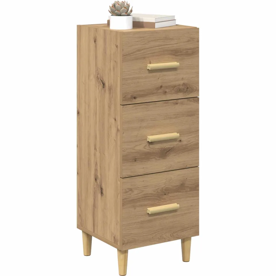 vidaXL Dressoir artisanaal eikenkleurig 34.5 x 34 x 90 cm Bewerkt hout Bruin
