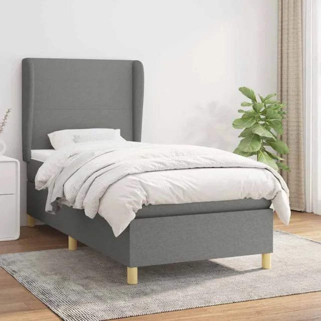 vidaXL Boxspring met matras stof donkergrijs 80x200 cm grijs
